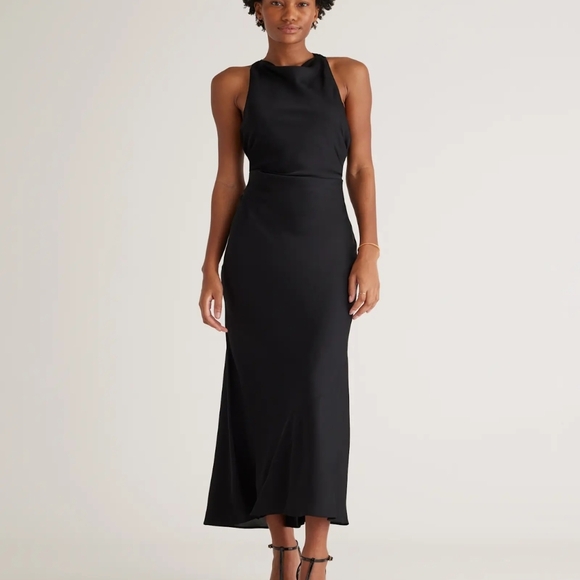 Quince Dresses & Skirts - Quince Women's Washable Silk High Neck Black Midi Dress